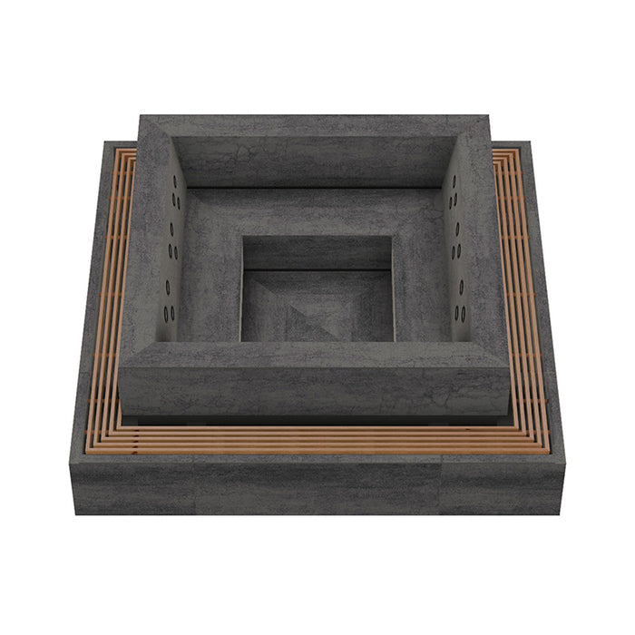 Chronos Cube 300 Anthracite with Teak Bench Front.