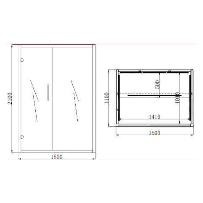 A technical drawing of the home sauna dimensions, ensuring precise installation and an optimal fit in your wellness space.
