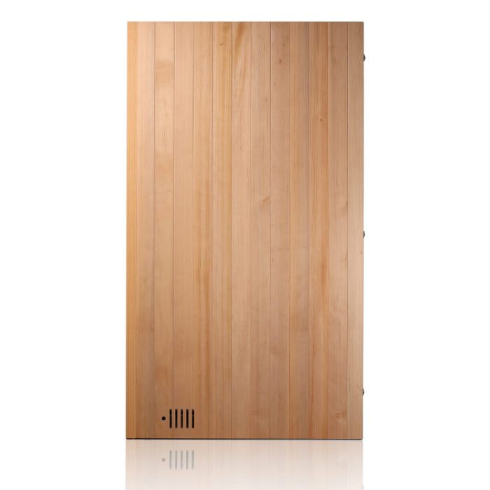 Close-up of the efficient ventilation panel, ensuring optimal airflow and a comfortable sauna environment.