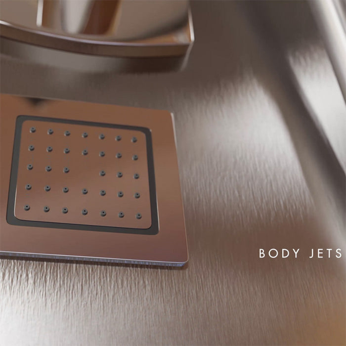 Close-up of body jets on Jaquar Oasis Steam Shower Cabin for targeted hydro massage experience.