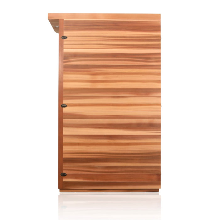 A modern digital control panel for adjusting sauna temperature, lighting, and relaxation settings.