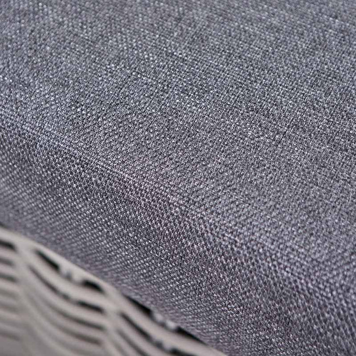 A close-up of the grey cushion fabric, highlighting the texture and quality of the materials used in the Tuscany Outdoor Corner Seating Set.