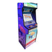 Side view of custom Arcade WOW machine with blue theme and graphics.