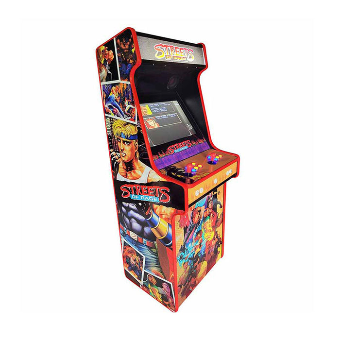 Angled view of Streets of Rage arcade machine highlighting screen and controls.