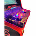 Close-up of Streets of Rage arcade machine with illuminated joystick and buttons.