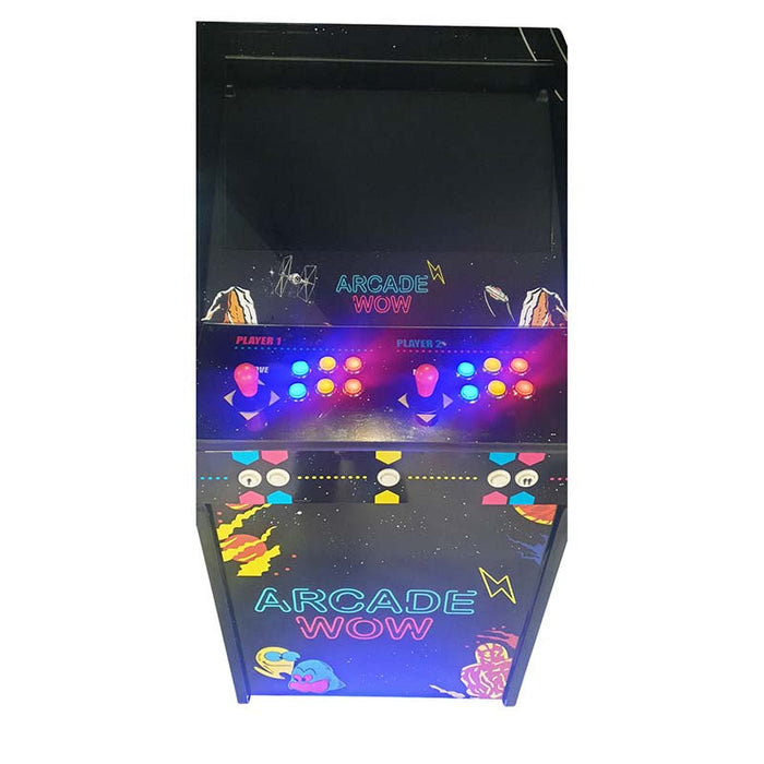 Frontal view of Arcade WOW style arcade machine featuring screen and controls.