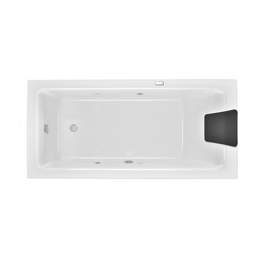 Overhead view of rectangular white Artize Quadro Oxypool with side cushion.