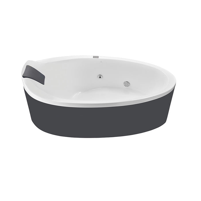 Side view of oval Artize Tiaara Oxypool colored in white and grey with interior cushion.