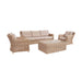 Barakaldo Natural Antique Outdoor Seating Set displayed from an angled perspective, featuring rattan furniture with beige cushions.