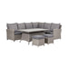 Angled view of the Slate Grey Barbados Corner Set , highlighting the corner sofa and the sleek ceramic tabletop.