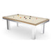 3D visual of Full Loft pool table with cream felt and natural wood finish on a white background.