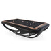 Sleek black Billards Toulet Whitelight pool table with copper trim and contemporary curves, presented in a high-end digital render for luxury game room concepts.