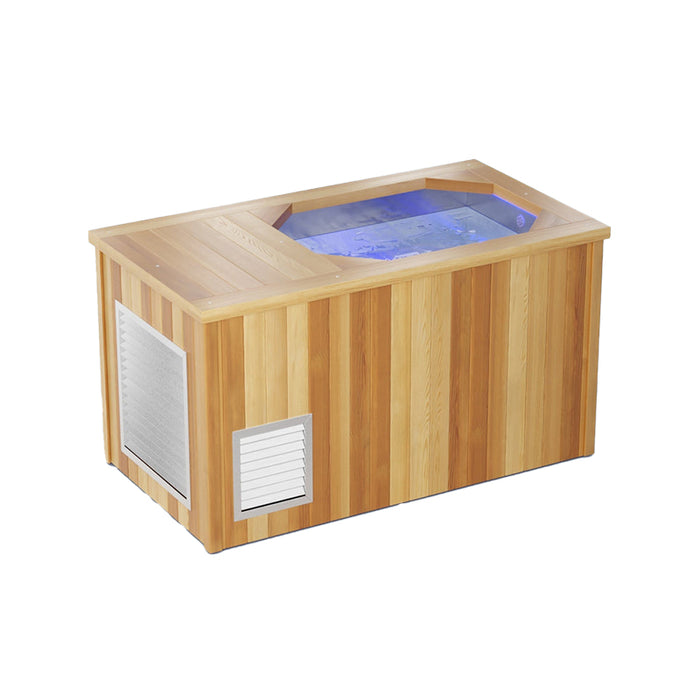 Brass Monkey Ice Bath Herringbone Natural Cedar angled view.