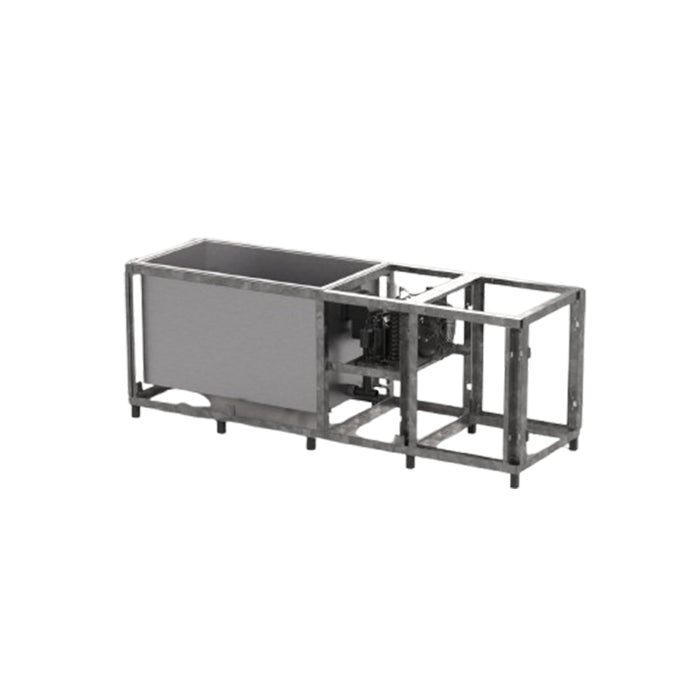 Industrial-grade uncladded ice bath frame, showcasing the durable structure and advanced internal cooling mechanisms.