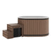 Celsium Aiste Ice Bath Grand in a brown finish with integrated steps, stylish outdoor ice bath for cold water therapy, recovery and wellbeing.