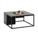 Diagonal view of the Cosiloft 100 Fire Pit Table showcasing its modern design and aluminium frame.