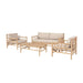 The back view of the Costa Rica Natural Bamboo Outdoor Seating Set, highlighting the bamboo effect acacia wood frame of the two-seater sofa and armchairs.