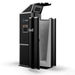 Studio shot of the Cryo-iCConiQ SOLO nitrogen cryosauna against a black background, displaying its sleek black and silver design with open doors and interior padding.