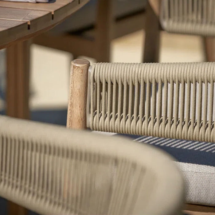 Close-up view of ropes of Denver -Seater Dining Set armchair.