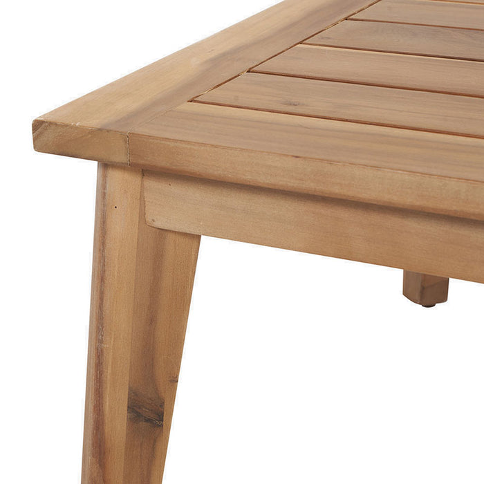 Leg detail of Denver Outdoor Seating Set's teak coffee table.