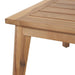 Leg detail of Denver Outdoor Seating Set's teak coffee table.