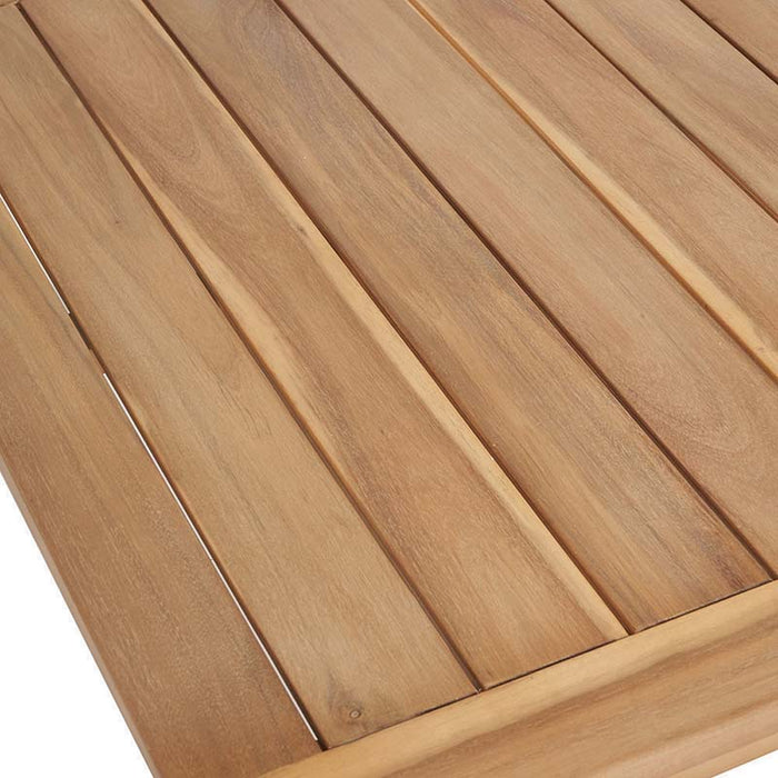 Surface detail of Denver Outdoor Seating Set's teak wood coffee table.