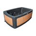 Dark grey RotoSpa DuoSpa S080 hot tub with teak-effect panels, side angle view.