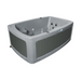 Light grey RotoSpa DuoSpa S080 hot tub with grey panels, frontal perspective.