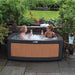 DuoSpa S240 hot tub with wooden trim, open and ready for use.