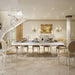Etrusco Strike pool table with white finish used as a dining table in a classical marble-floored room with ornate decor.