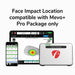 FlightScope Face Impact Location displayed on tablet and phone next to Mevo+ launch simulator.