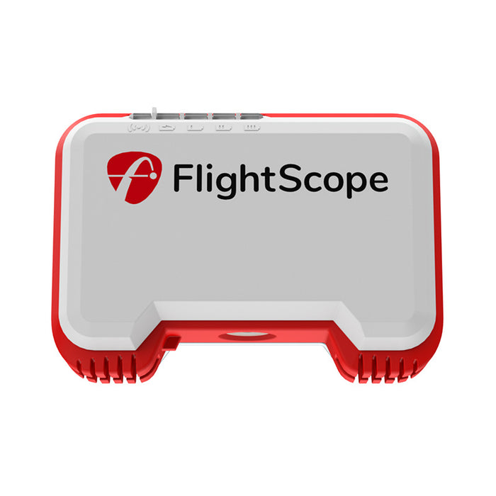 Front view of the FlightScope Mevo monitor on a white background.