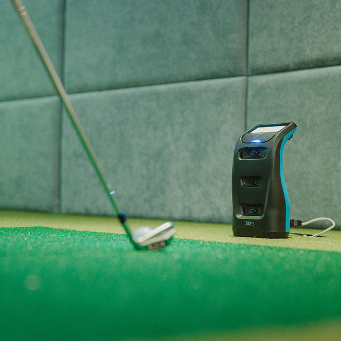 Foresight GC3S Launch Monitor capturing putting stroke in an indoor simulator, perfect for detailed short game analysis.