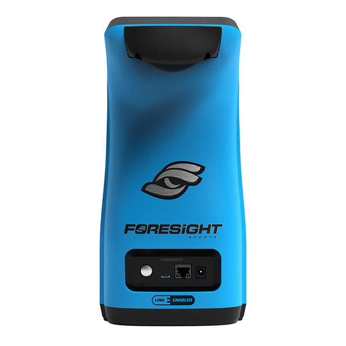 Studio-style product image of the back of the Foresight GC3S Launch Monitor, showing detailed input ports and branding.