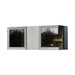 Geneva St. Moritz outdoor sauna cabin with sleek mirrored glazing, compact form and vertical timber centre panel on white background.
