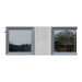 Frontal elevation of Geneva St. Moritz outdoor sauna unit with tinted dual glass panels and vertical timber detail on white background.