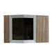 Front view of the Zermatt outdoor sauna in natural wood finish with full-height tinted glass and modern cladding detail.
