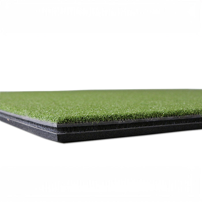 Close-up view of the Golfjoy 3D hitting mat with layered construction.