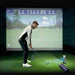 Indoor golf simulation with the Golfjoy GDS Plus Launch Monitor, highlighting its capability to provide accurate feedback in various environments.