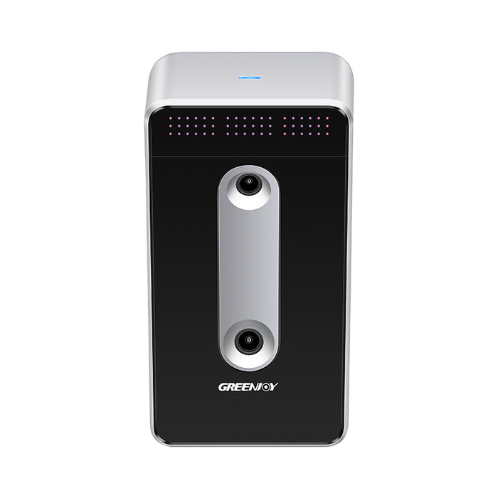 Front view of the Golfjoy GDS Plus Launch Monitor, showcasing its sleek design and advanced dual cameras for precise golf shot analysis.