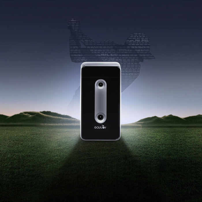 Artistic night view wallpaper featuring the Golfjoy GDS Plus Launch Monitor, symbolising precision and innovation in golf training technology.