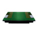 Full-sized golf simulator mat, green turf, white sand area, rectangular.