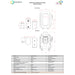 Technical specifications diagram of the Henshaw Monozen Chamber showing front and top views with detailed measurements and operational data.