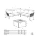 Dimensional diagram of the Honolulu Outdoor Corner Set, providing measurements and layout for an ideal fit in any space.