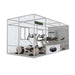 Hypoxico Hypoxic Altitude Chamber branded exhibition stand at a sports trade show, aluminium frame with clear panels displaying Hypoxico branding on all four sides, cardio equipment inside.