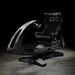 Front angled view of the ImSim ALMA racing simulator featuring ergonomic racing seat and sturdy simulator frame.