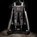Rear view of the ImSim ALMA racing simulator showing twin harness straps and motion actuator assembly.