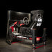 ImSim TERRA professional racing simulator with ultra-wide monitor mount, racing seat, steering wheel and adjustable pedal assembly, front three-quarter view.