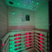 Insignia KY002 Infrared Indoor Sauna 1000 x 900 with green light settings, demonstrating the customisable LED lighting options.