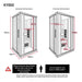 Schematic diagram of the Insignia KY002 Infrared Indoor Sauna 1000 x 900, detailing the external and internal dimensions for easy installation.